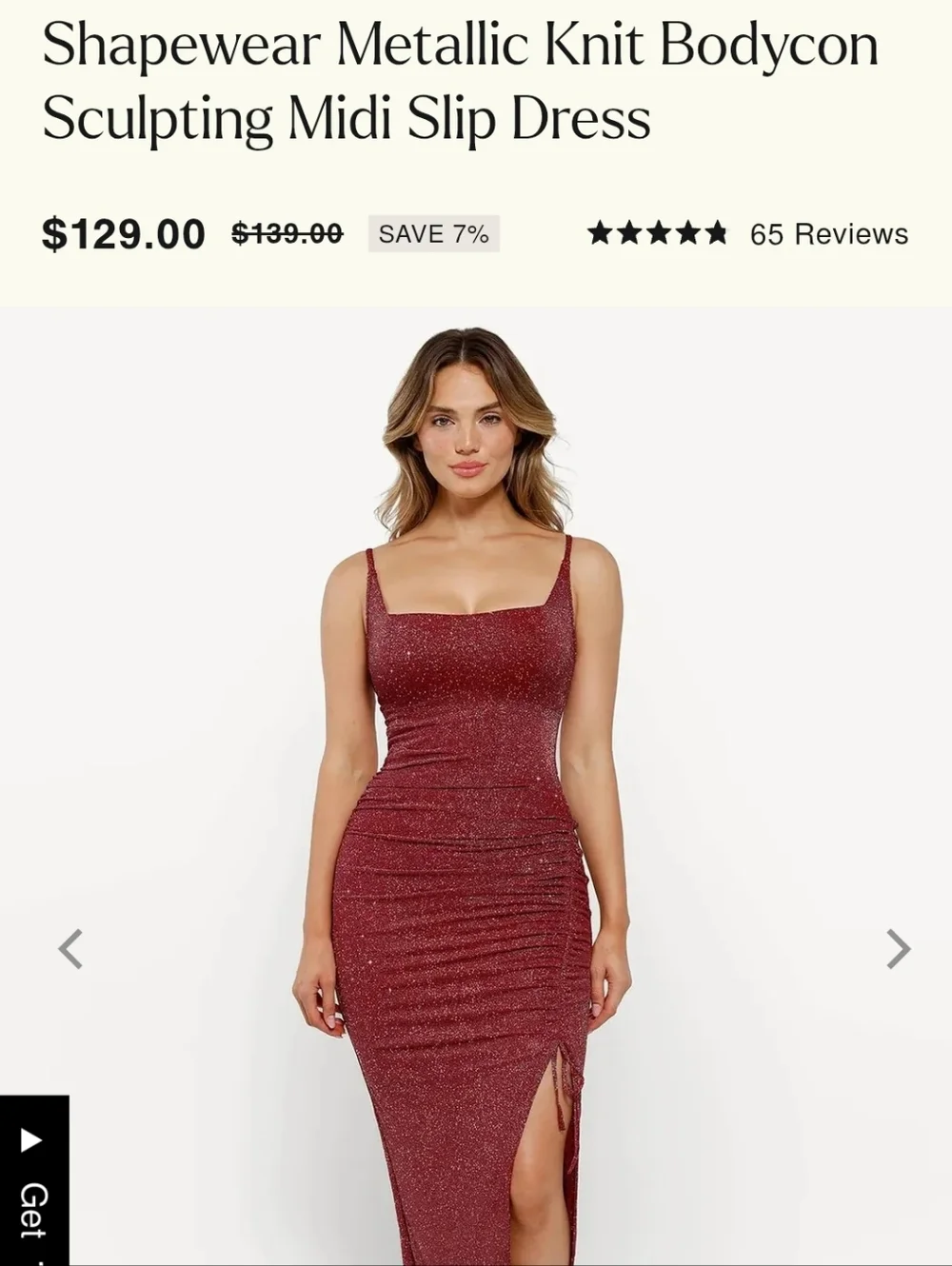Popilush Sparkle Ruched Pink Slip Dress - Picture 2 of 2